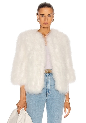Yves Salomon Feather Jacket in Meringue - White. Size 34 (also in 36, 38, 40, 42).