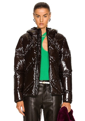 Bottega Veneta Shiny Nylon Chevron Puffer in Cocoa - Brown. Size XS (also in ).