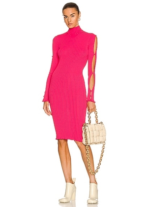 Bottega Veneta Rib Knit Dress in Lollipop - Fuchsia. Size XS (also in ).