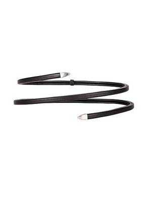 Bottega Veneta Leather Snake Belt in Black & Silver - Black. Size S (also in M).