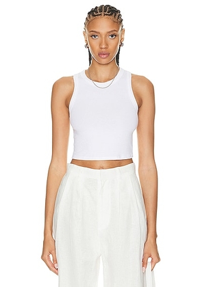 Enza Costa Stretch Silk Knit Cropped Bold Sheath Tank Top in White - White. Size L (also in XL).