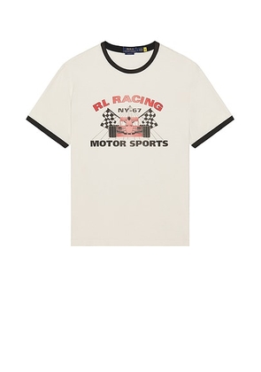 Polo Ralph Lauren RL Racing Short Sleeve T-Shirt in Nevis - Ivory. Size M (also in XL/1X).