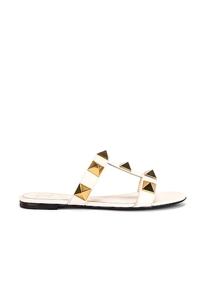Valentino Garavani Roman Stud Slides in Light Ivory - Ivory. Size 36 (also in ).