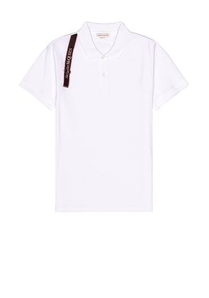 McQueen Logo Tape Harness Polo in White - White. Size M (also in ).