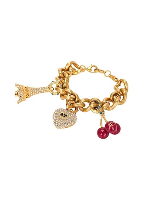 Valentino Garavani Chez Valentino Bracelet in Antique Brass  Multicolor  & Crystal - Metallic Gold. Size M (also in ).