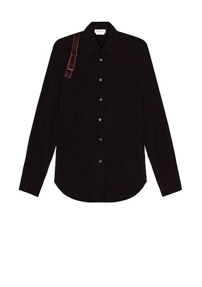 McQueen Logo Tape Harness Shirt in Black - Black. Size 15.5 (also in 16.5).