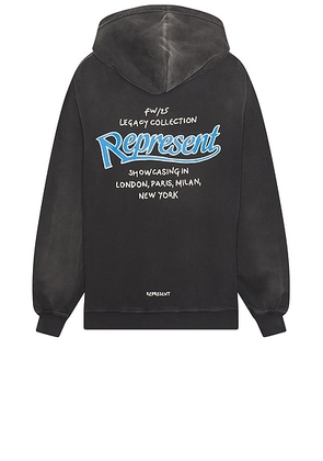 REPRESENT Showcasing Hoodie in Stained Black - Black. Size L (also in M, XL/1X).