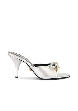 VERSACE Mule Heel in Silver & Versace Gold - Metallic Silver. Size 36 (also in 38, 39.5).