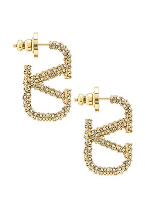 Valentino Garavani Vlogo Signature Earrings in Oro & Crystal Silver Shade - Metallic Gold. Size all.