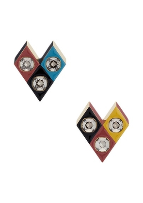 Valentino Garavani Losangettes Earrings in Oro  Terra  Nero  Turchese  & Giallo - Gold. Size all.