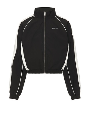 Rhude Ramona Piping Track Jacket in Black & White - Black. Size L (also in M, S, XL/1X).