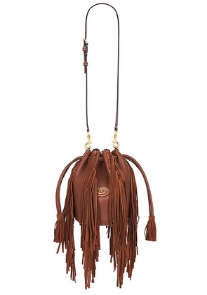 Valentino Garavani Nellcote Small Drawstring Bag in Deep Caramel - Brown. Size all.