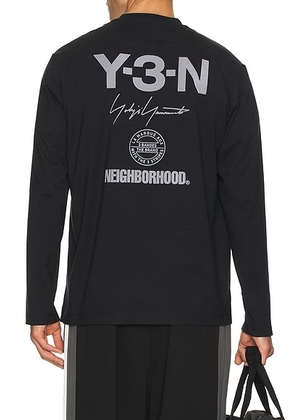 Y-3 Yohji Yamamoto x NBHD Logo Long Sleeve Tee in Black - Black. Size L (also in M, S).