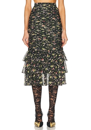 Valentino Rose Rampage Floral Skirt in Nero & Multicolor - Black. Size 36 (also in ).