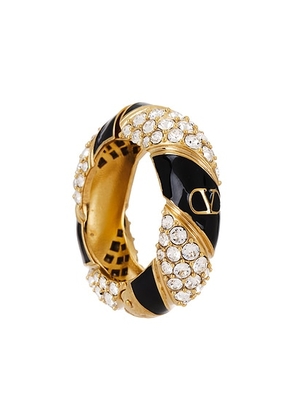 Valentino Garavani Famiglia 1 Mono Earrings in Oro  Nero  & Crystal - Metallic Gold. Size all.