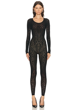 Wolford Reptile Net Jumpsuit in Black - Black. Size L (also in M, S, XS).