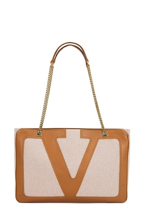 Valentino Garavani Viva Superstar Medium Tote Bag in Naturale  Tobacco  & Spice - Beige. Size all.