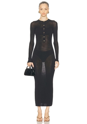 VERSACE Long Sleeve Sheer Dress in Black - Black. Size 38 (also in 36, 40, 42).