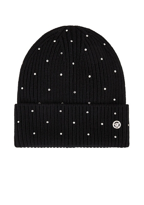 VERSACE Crystal Beanie in Black - Black. Size all.