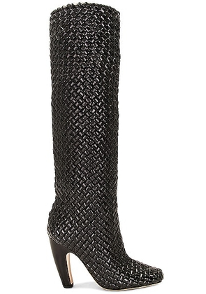 Bottega Veneta Mini Lido Weave Knee Boots in Black - Black. Size 36 (also in 40).