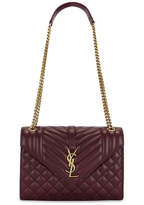 Saint Laurent Medium Envelope Chain Bag in Hot Wine - Wine. Size all.
