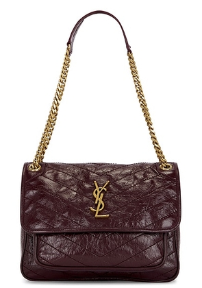 Saint Laurent Medium Niki Chain Bag in Rouge Cabernet. Size all.