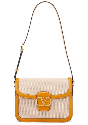 Valentino Garavani 9TO5 Shoulder Bag in Naturale  Tobacco  & Golden Cuir - Cream. Size all.