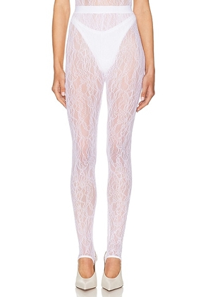 WARDROBE.NYC Lace Stirrup Legging in White - White. Size L (also in M, S, XL, XS, XXS).