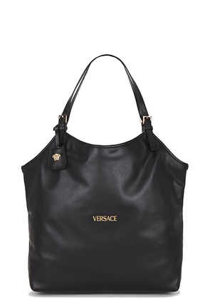 VERSACE Tote Bag in Black & Versace Gold - Black. Size all.