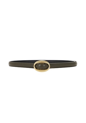 Saint Laurent Oval Buckle Thin Belt in Artichocke Green - Army. Size 65 (also in 70, 75, 80, 85, 90).