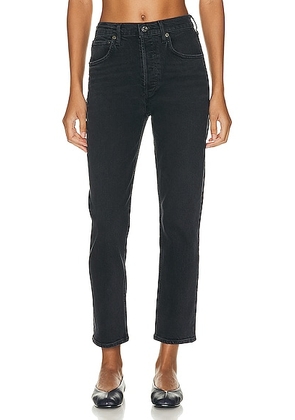 AGOLDE Riley High Rise Straight Crop Jeans in Panoramic - Black. Size 28 (also in 27, 29, 30, 31, 32, 33, 34).