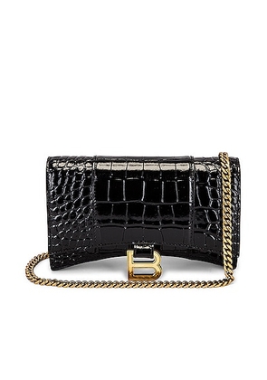 Balenciaga Hourglass Wallet On Chain Bag in Black - Black. Size all.