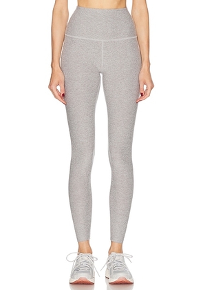 Beyond Yoga Spacedye Caught In The Midi High Waisted Legging in Silver Mist - Light Grey. Size L (also in M, S, XL, XS, XXS).