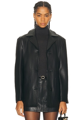 RENGGLI Leather Blazer in Ink - Black. Size L (also in M).