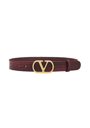 Valentino Garavani V Logo Signature 30 Belt in Dark Aubergine - Burgundy. Size 70 (also in 65, 80).