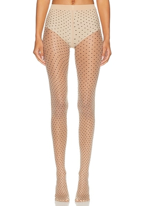 Wolford Multicolored Dot Tights in Fairly Light & Black - Cream. Size S (also in ).