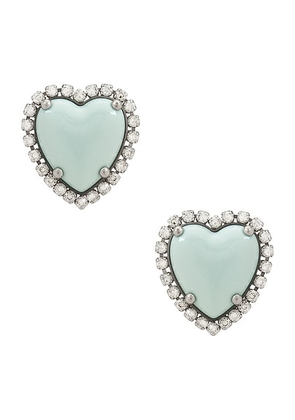 Valentino Garavani Coeur Hyperbole Earrings in Vintage Palladium  Crystal  Silver  & Azzurro - Baby Blue. Size all.
