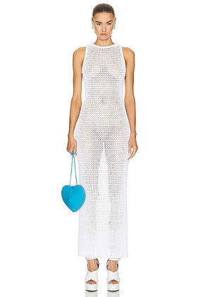 ALAÏA Sleeveless Waffle Dress in Blanc - White. Size 42 (also in ).