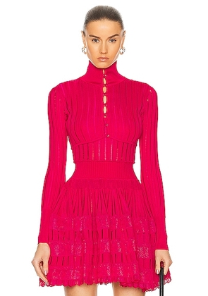 ALAÏA Crinoline Cardigan in Bougainville - Fuchsia. Size 34 (also in 36, 38).