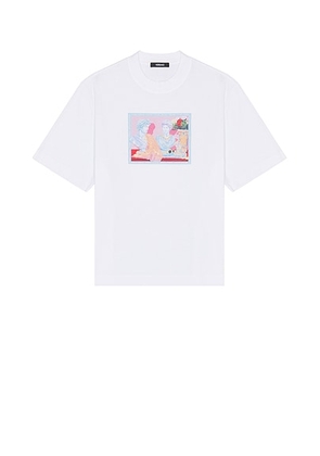 VERSACE Gallery Print Tee in White - White. Size L (also in S, XL/1X).