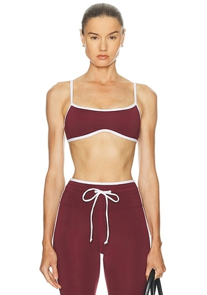 YEAR OF OURS Sport Monica Bra in Burgundy & Cream - Burgundy. Size XS (also in L, S).