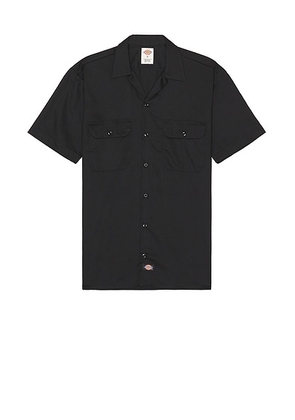 Dickies Original Twill Short Sleeve Work Shirt in Black - Black. Size S (also in ).