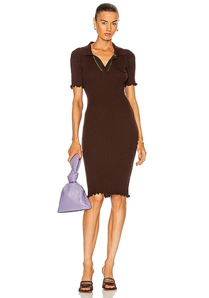 Bottega Veneta Wool Lightweight Rib Dress in Ebony - Brown. Size L (also in ).