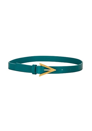 Bottega Veneta Leather Triangle Belt in Mallard & Gold - Green. Size 65 (also in ).