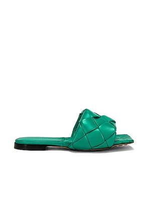 Bottega Veneta Lido Flat Sandals in Acid Turquoise - Teal. Size 38 (also in 37, 38.5, 39).