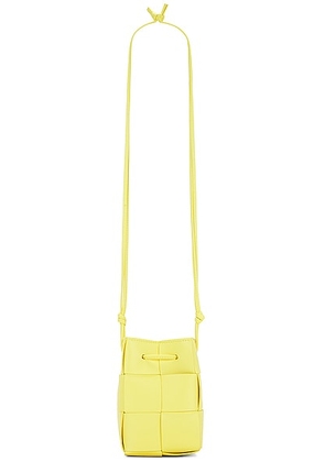 Bottega Veneta Mini Bucket Crossbody Bag in Sherbert & Silver - Yellow. Size all.