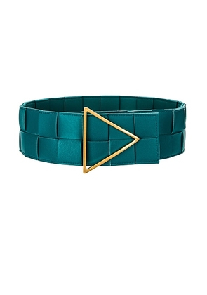 Bottega Veneta Intreccio Triangle Belt in Mallard & Gold - Green. Size 75 (also in 80).