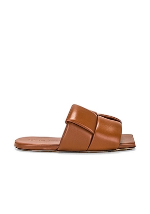 Bottega Veneta Patch Mule Flat Sandal in Caramel - Brown. Size 39 (also in 36.5).