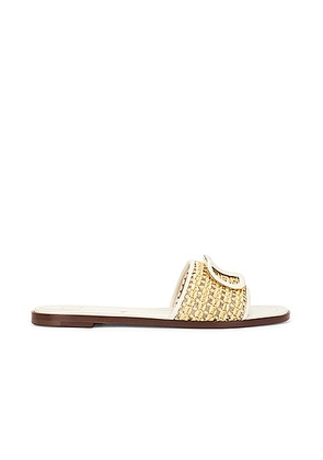 Valentino Garavani V Logo Signature Slide in Naturale & Light Ivory - Ivory. Size 40 (also in 39.5).