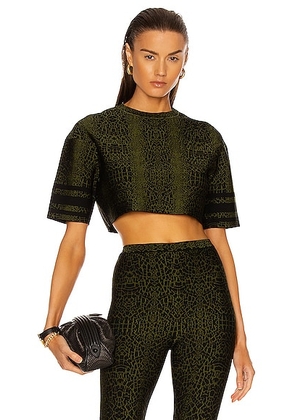 ALAÏA Animalier Top in Noir & Vert - Green. Size 40 (also in ).